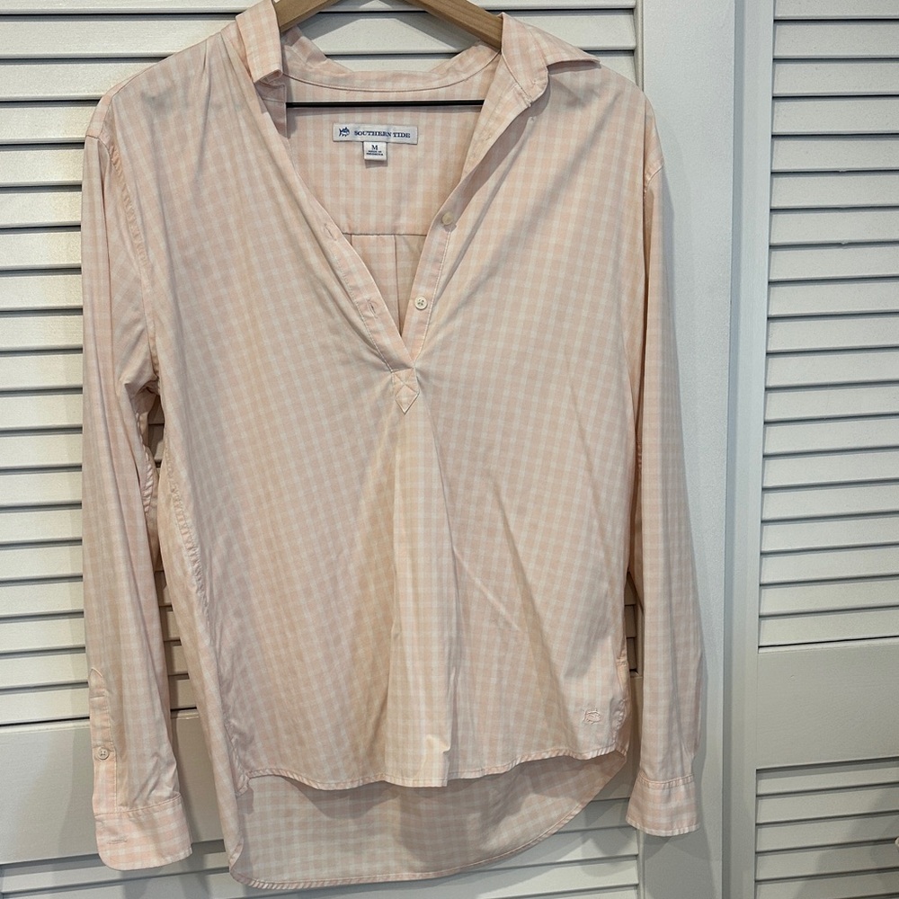 Southern Tide Light Pink Checkered Button Down Shirt